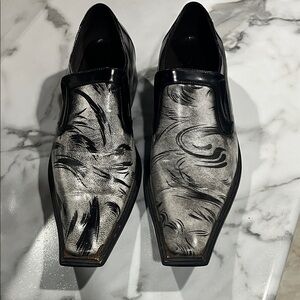 Fiesso by Aurelio Garcia Men's Black and Silver Dress Shoes loafer dance mens